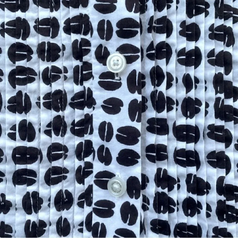 Kate Spade Live Colorfully Sz 6 black & white button up top/blouse ECU